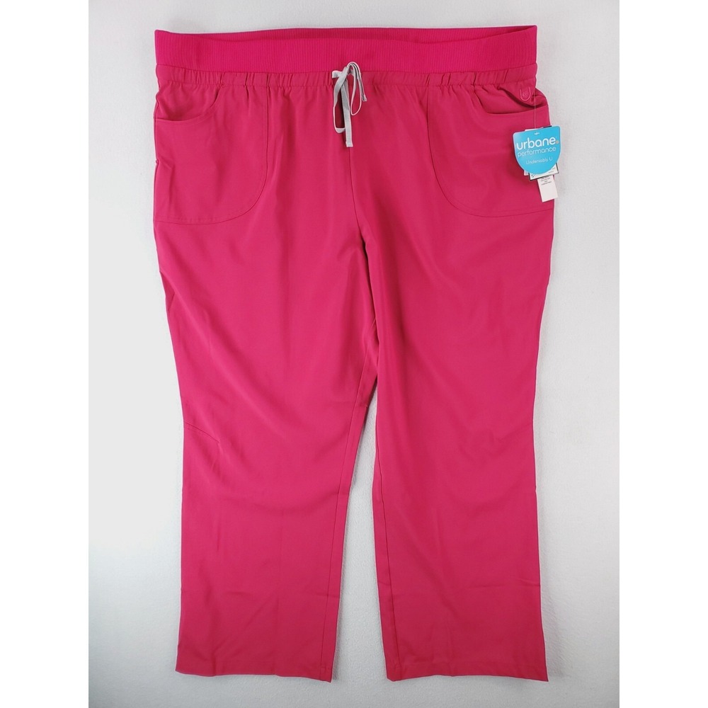 Urbane Scrub Pants Womens 3XL Pink Straight Leg Stretch Moisture Wicking NWT